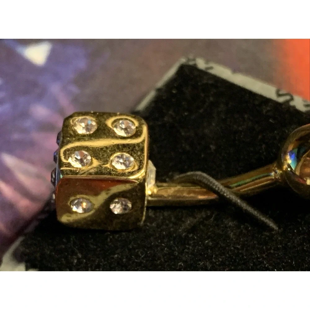 VINTAGE ZYLOS GEORGE MACHADO GOLD TONE DICE CUFF LINKS SET